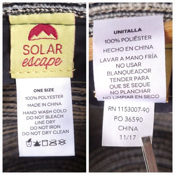 Solar Escape Sun Hat Womens One Size Woven Wide Brim Adjustable Vacation Beige - Picture 4 of 8